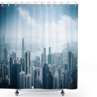 Personality  Aerial View Of Beautiful Hongkong Shower Curtains