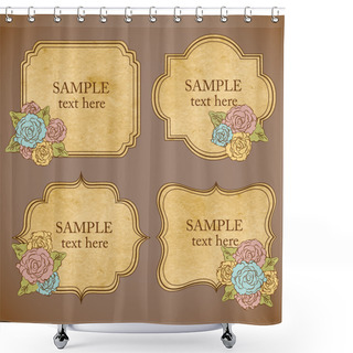 Personality  Vector Vintage Floral Frames Shower Curtains