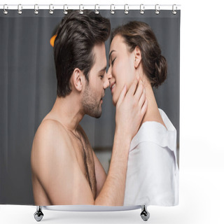 Personality  Adult Boyfriend Gently Touching Girl And Trying To Kiss Shower Curtains