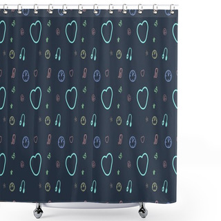 Personality  Colored Background With Different Accessories Shower Curtains