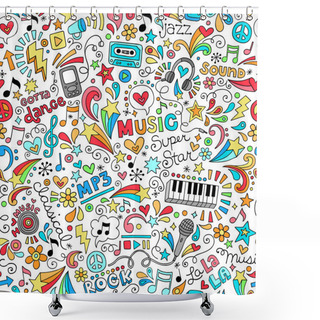 Personality  Music Notebook Doodles Seamless Pattern Vector Illustration Shower Curtains