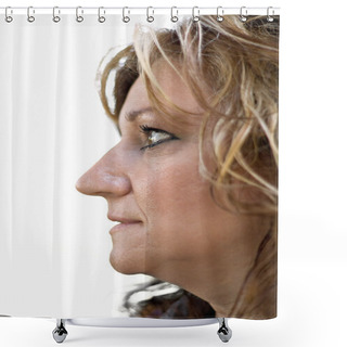 Personality  Side Profile Of A Woman Shower Curtains