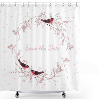 Personality  Autumn Bullfinches Round Vector Design Frame Shower Curtains