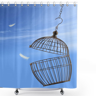 Personality  Freedom Concept. Escaping From The Cage Shower Curtains