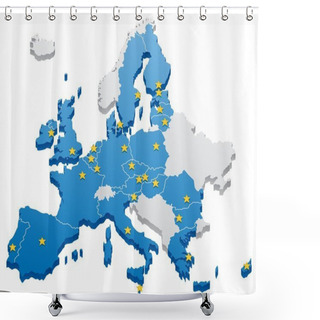 Personality  European Union Map Shower Curtains