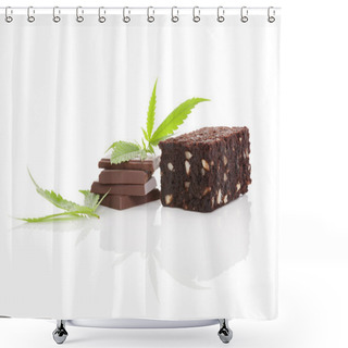 Personality  Cannabis Chocolate And Brownie. Shower Curtains