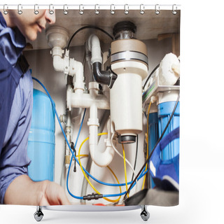 Personality  Plumber At Work Shower Curtains
