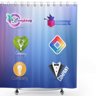 Personality  Illustration Of Set Of Symbol For Logo Designing Shower Curtains