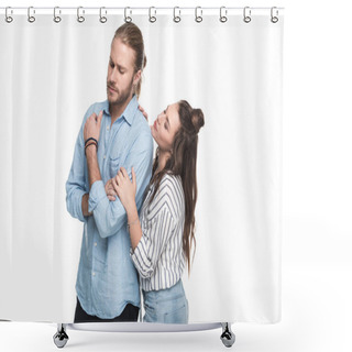 Personality  Young Couple Having Conflict  Shower Curtains