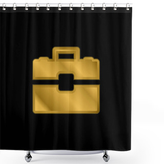 Personality  Briefcase Gold Plated Metalic Icon Or Logo Vector Shower Curtains