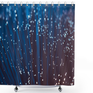 Personality  Close Up Of Glowing Fiber Optics On Dark Texture Background Shower Curtains