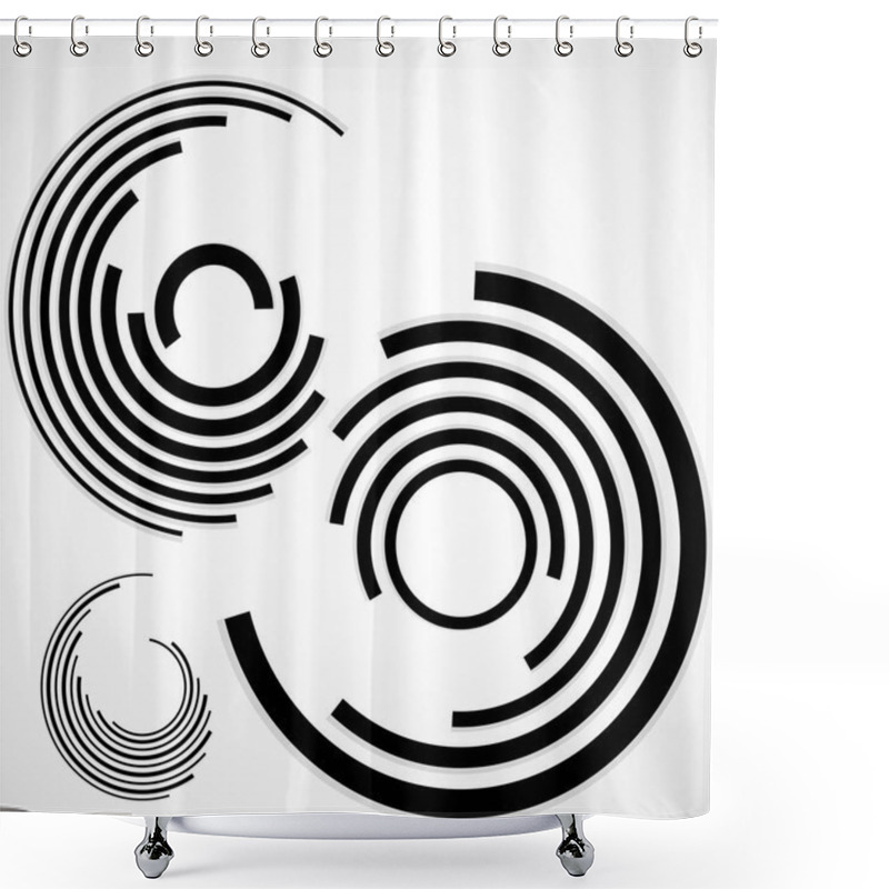 Personality  Abstract Background Of Circles With Lines, Technology Backdrop, Geometric Shapes Shower Curtains