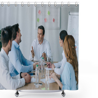 Personality  Business Colleagues Having Discussion At Workplace In Office Shower Curtains