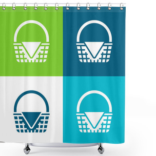 Personality  Basket Flat Four Color Minimal Icon Set Shower Curtains