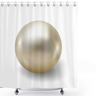 Personality  Pearl Realistic Isolated On White Background Shower Curtains