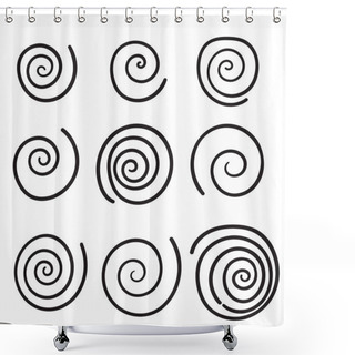 Personality  Spiral Collection With Handdrawn Collection Vector Shower Curtains