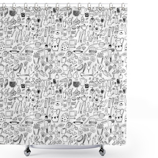 Personality  Food Icons Seamless Pattern Shower Curtains