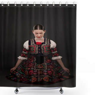 Personality  Young Beautiful Slovak Woman In Traditional Dress. Slovak Folklore Shower Curtains