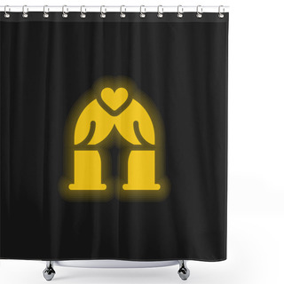 Personality  Arch Yellow Glowing Neon Icon Shower Curtains