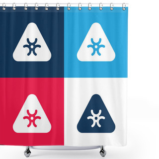 Personality  Biohazard Blue And Red Four Color Minimal Icon Set Shower Curtains