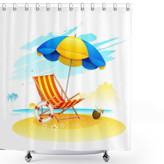 Personality  Recliner On Sea Beach Shower Curtains