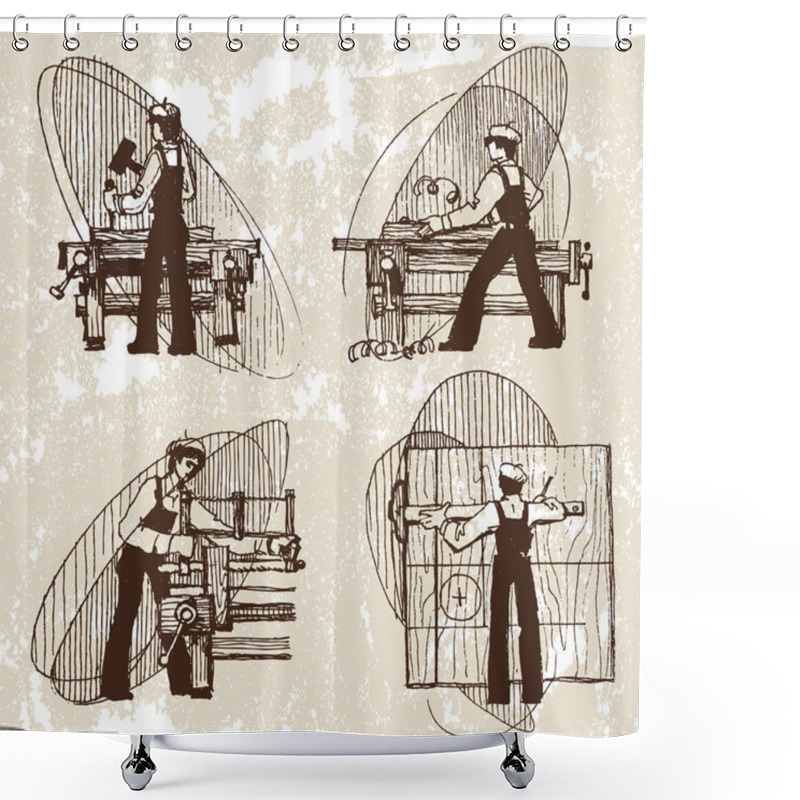 Personality  Vector Illustration Of A Carpenter Shower Curtains
