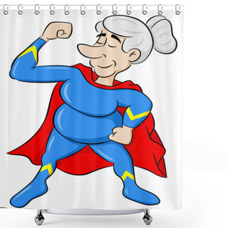 Personality  Senior Super Heroine With Cape Shower Curtains