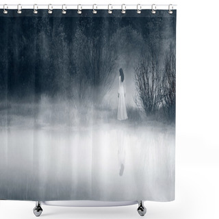 Personality  Mysterious Lady At The Lake Shower Curtains