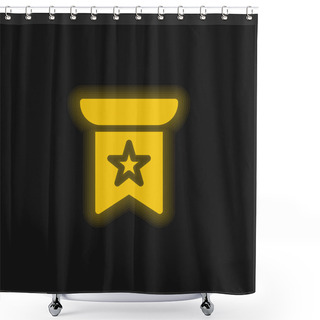 Personality  Banner Yellow Glowing Neon Icon Shower Curtains