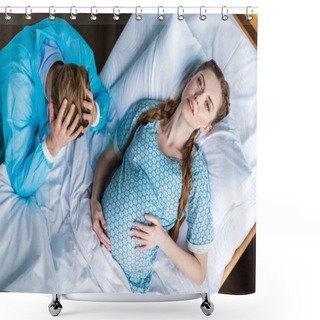 Personality  Pregnant Woman And Man In Hospital Shower Curtains
