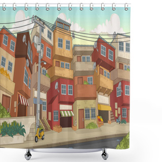 Personality  Street Of Poor Neighborhood In The City. Slum. Favela. Shower Curtains
