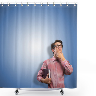 Personality  Young Man Scientist With Glasses Thinking Shower Curtains