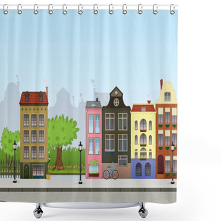 Personality  European City Center. Metropolitan Vector Collection. Shower Curtains