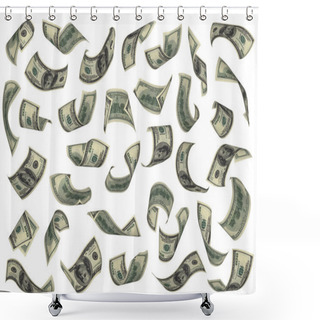 Personality  Hundred Dollar Bills Falling Shower Curtains