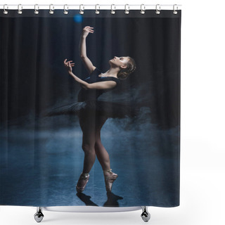 Personality  Ballerina Dancing In Black Tutu Shower Curtains