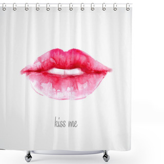 Personality  Lips Painted In Watercolor. Vector Illustration Shower Curtains