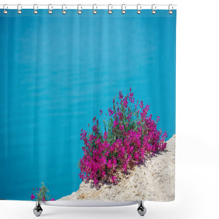 Personality  Beautiful Flowers Against The Sea. Shower Curtains