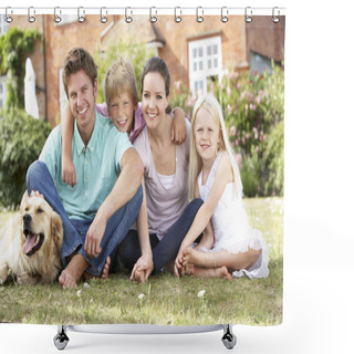 Personality  Family Sitting In Garden Together Shower Curtains