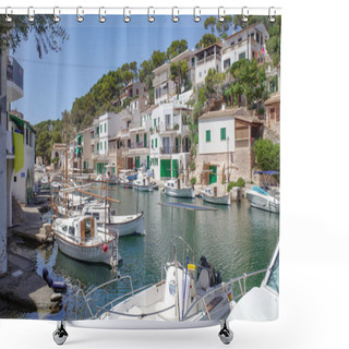 Personality  Cala Figuera, Spain - 28 July, 2023: Traditional Houses In The Fishing Village Of Cala Figuera, Mallorca Shower Curtains