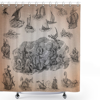 Personality  Neptune Illustration Shower Curtains