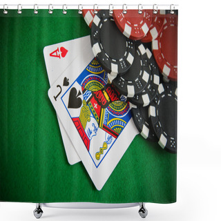 Personality  Ace Of Hearts And Black Jack Shower Curtains