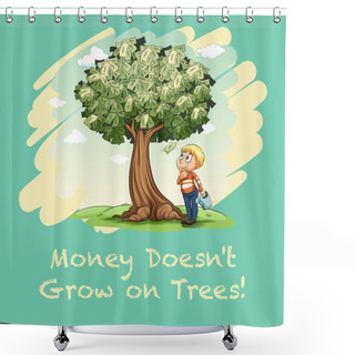 Personality  Man Watering Tree Full Of Money	 Shower Curtains