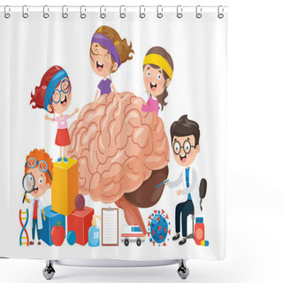 Personality  Cartoon Concept Of Human Brain Shower Curtains