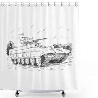 Personality  Russian BMPT. Fire Support Combat Vehicle Tanks. Shower Curtains
