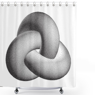 Personality  Vector Halftone Stippled Geometric Figure Illustration - 3D Infinity Trefoil Torus Knot Loop Shower Curtains