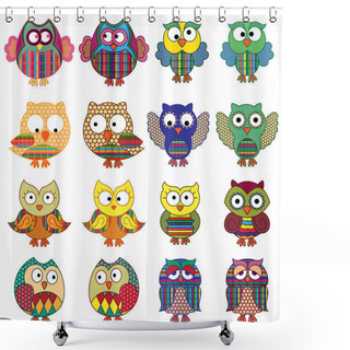 Personality  Sixteen Cartoon Ornate Funny Owls Shower Curtains