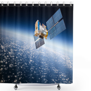 Personality  Space Satellite Over The Planet Earth Shower Curtains
