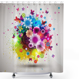 Personality  Grunge Floral Bouquet Shower Curtains