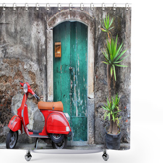 Personality  Red Scooter Shower Curtains