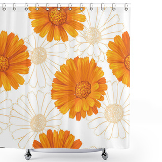 Personality  Calendula Flowers Pattern Shower Curtains